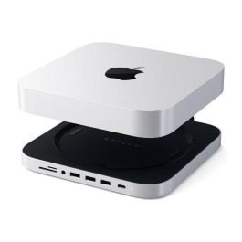 Satechi Hub y Soporte de Aluminio Tipo C para Mac Mini con USB-A, USB-C, HDMI, Ethernet y Jack 3.5mm Plateado/Negro