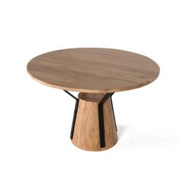 Giner y Colomer Mesa de Comedor Redonda Madera de Mango y Metal 116 cm Diámetro
