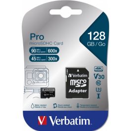 Verbatim Tarjeta MicroSDXC 128GB Clase 10 U3 V30 UHS-I 90MB/s lectura 45MB/s escritura con adaptador SD Precio: 34.68999941. SKU: B1ABXDB7CQ