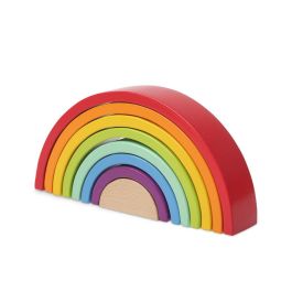 KioKids Arcoíris de Madera Waldorf Montessori Grande 8 Piezas Multicolor para Niños +18 meses, Desarrollo Motricidad y Lógica