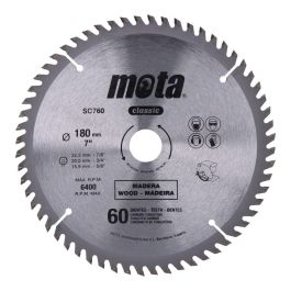 Mota Herramientas Sierra Circular de Widia Ø180 mm 60 Dientes Carburo de Tungsteno SC760 para Madera