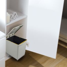 Emuca Contenedor de reciclaje para fijación inferior y extracción manual en mueble de cocina 1 x16litros y tapa automática, Plástico, Gris