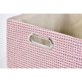 DKD Home Decor Cesta Lila Rosa de Poliéster, Set de 3 Piezas Surtidas, 27.5x18x40.5 cm