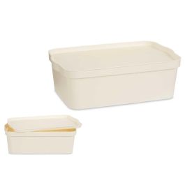 Caja de Plástico con Tapa Kipit 14L Crema 29.5x14.3x45 cm (12 Unidades)