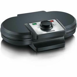 Severin WA2106 Gofrera Eléctrica 1200W, para 10 obleas, Termostato Ajustable, Placas Antiadherentes, Almacenamiento Vertical, Negro
