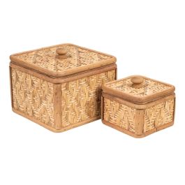 Juego de Cajas Decorativas Romimex Marrón Mimbre Madera MDF 17 x 14 x 17 cm 2 Piezas Precio: 60.78999949. SKU: B1AY54H43Z