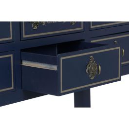DKD Home Decor Consola Mediterránea Azul Marino Marrón 103 x 35 x 80 cm con 6 cajones de Paulownia