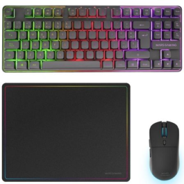 Mars Gaming MCPWTKL Pack Gaming Inalámbrico 3 en 1: Teclado TKL FRGB Rainbow + Ratón RGB 3200 DPI + Alfombrilla, DualPro Link