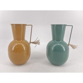 DKD Home Decor Jarrón Decorativo de Metal para Interiores Estilo Boho Colección Cozy 22 Mostaza y Verde 13x24x14.5cm - Pack de 2 Unidades Precio: 24.58999994. SKU: S3040289