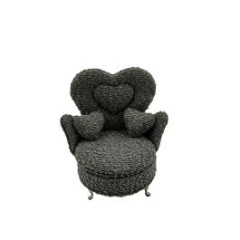 Caja-Joyero Versa Gris Poliéster Metal Espejo Madera MDF 12 x 19 x 18 cm Sillón