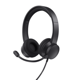 Trust Auriculares Ayda Estéreo con Micrófono, Cancelación de Ruido Ambiental, Cable USB, Negro