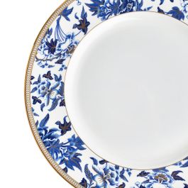 Wedgwood Plato Llano Floral Hibiscus 27 cm (4 Unidades) con Franjas de Oro de 22 Quilates