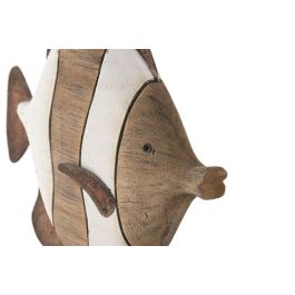 DKD Home Decor Figura Pez Blanco Natural Paulownia Metal 7 x 34 x 23 cm (2 Unidades)