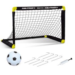 Tachan Set de Porterias y Campo de Futbol Portatil con 2 Porterias Plegables, Balon, Hinchador y Cintas Delimitadoras