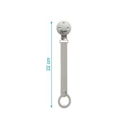 KioKids Sujetachupetes Pinza de Silicona y Acero Gris para Chupetes con Anilla Adaptable Bebé +0 Meses