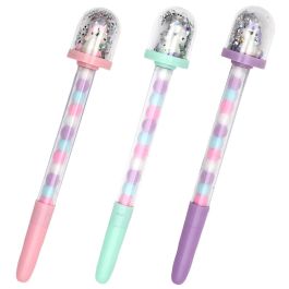 The Concept Factory Bolígrafo Dedal Unicornio con Purpurina - Colección My Funny Papet, Colores Surtidos (Rosa, Verde, Lila)