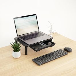 TooQ Soporte Elevador Multiusos para Monitor/Portátil, Negro, 20 kg