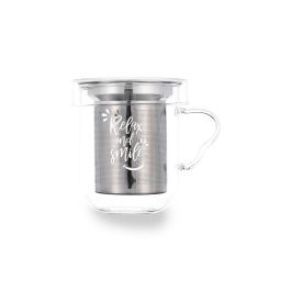 Quid Taza de Vidrio Serenia con Filtro Acero Inoxidable y Tapa 35 cL Transparente Apta Lavavajillas y Congelador Precio: 9.89000034. SKU: S2705414