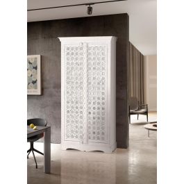 Giner y Colomer Armario Madera de Mango Blanco con Espejo 2 Puertas 3 Estantes