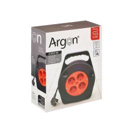 Argon Cable Enrollable Eléctrico 5m 4 Enchufes 2300W Negro/Rojo (Set de 6)