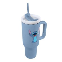 PYRAMID Vaso Termo Stitch Disney 1,2L Acero Inoxidable con Tapa, Pajita y Asa - Mantiene Temperatura +5h