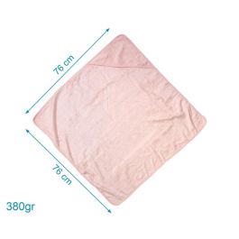 KioKids Toalla de Baño para Bebé 100% Bambú con Capucha Oekotex Standard 100, Rosa 76x76 cm - Piel Sensible +0 Meses