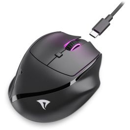 Sharkoon OfficePal M25W Ratón Gaming Inalámbrico RF + USB-C Óptico 4000 DPI Mano Derecha 6 Botones Negro con Iluminación Multi-Color