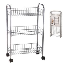 Carrito multiuso de metal rectangular 3 pisos 62 cm