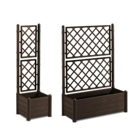 Stefanplast Macetero rectangular con enrejado, acabado madera, 100x43xH142 cm, 80 L