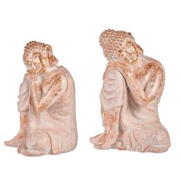 Buda Poliresina Sentado Relajado Blanco y Oro Ibergarden 35.5x54.5x42 cm Precio: 62.79000002. SKU: S3610554