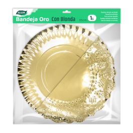 Bandeja Oro Redonda con Blonda 35 cm - Algon (48 Unidades) Bandeja Oro Redonda con Blonda 35 cm - Algon (48 Unidades)