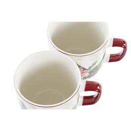 Mug Navidad Tradicional DKD Home Decor Rojo Verde 8.5 x 9.5 x 11.5 cm (12 Unidades)