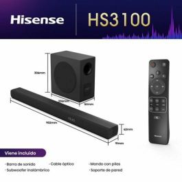 Hisense HS3100 Barra de Sonido 3.1 Canales 480W con Subwoofer Inalámbrico Activo, DTS Virtual:X y Dolby Digital Negro