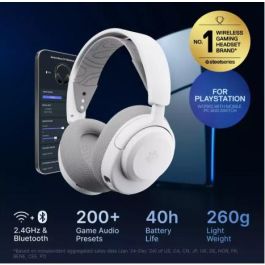Steelseries Arctis Nova 3PW Auriculares Inalámbricos para Juegos con 40h de Batería y Bluetooth USB-C Plug & Play