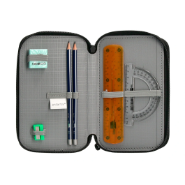 Antartik Plumier Escolar Triple Cremallera Color Menta 36 Piezas