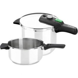 Monix M560005 Olla a Presión Rápida Quick Acero Inoxidable 18/10 Ø22cm 4+6L, Mango Tijera, 2 Niveles Presión, Apertura Fácil