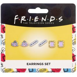 THE CARAT SHOP Pendientes Friends: Marco Mirilla, Central Perk, Logo - Set 3 pares bañados en plata