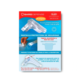 Saro Protector Facial Transparente Glasspack 400 mc Cinta Ajustable Evita Vaho 330 x 235 mm