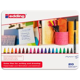 Rotulador Edding Punta Fibra 1200 Caja Metalica 20 Unidades Colores Surtidos Punta Redonda 0,5 mm