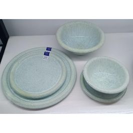 DKD Home Decor Plato Moderno de Gres Esmaltado Azul Celeste 15.5 x 15.5 x 1.8 cm (6 Unidades) Apto Microondas y Lavavajillas