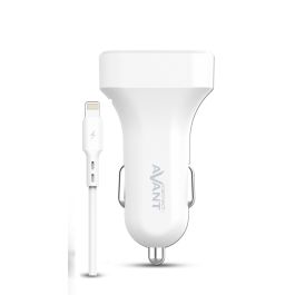 AVANT CONNECT Cargador de Coche 2 Puertos 2.4A USB + Cable Lightning para iPhone - Modelo AVANT