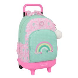 Mochila Escolar con Ruedas Glow Lab Amazing Verde Rosa 33 x 45 x 22 cm