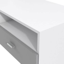 FINLANDEK Mueble TV HELPPO Contemporáneo Tablero de Partículas Gris y Blanco con 2 Solapas y 2 Huecos - 95 cm Ancho