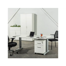 Rocada Silla Confidente Brazos Fijos Estructura Metálica Asiento Tela Ignífuga Azul Respaldo Malla