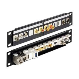 DeLOCK 43259 Patchpanel 12 Puertos RJ45 Negro, 255 mm x 44 mm x 12 mm