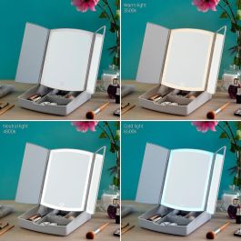 Espejo LED Plegable con Organizador de Maquillaje 3 en 1 Panomir InnovaGoods Espejo LED Plegable con Organizador de Maquillaje 3 en 1 Panomir InnovaGoods