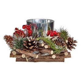 Portavelas Navideño Rojo Verde Plateado Natural 20 x 11 x 20 cm Precio: 8.88999947. SKU: B18ET4HRBM