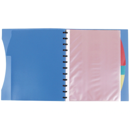 Liderpapel Carpeta A4 con 40 Fundas Intercambiables, 5 Separadores, Sobre y Gomilla, Portada y Lomo Personalizable, Azul