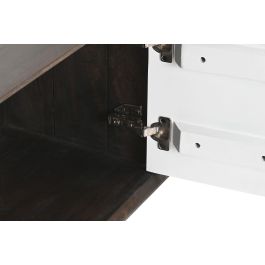 DKD Home Decor Mueble TV Moderno Marron Oscuro Blanco Mango 140x35x50 cm