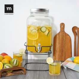 Inde Tarro Dispensador con Grifo 4L y Soporte de Metal, Medidas 17.4 x 30.5 x 16.9 cm